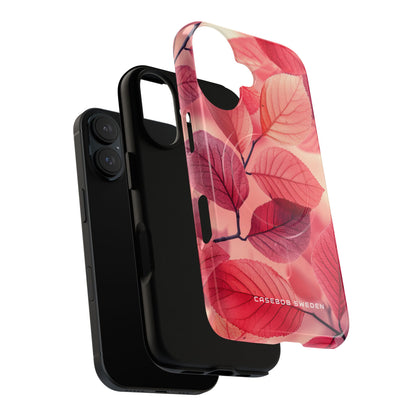 Elegant Pink Leaves iPhone 16 | Tough+ Phone Case