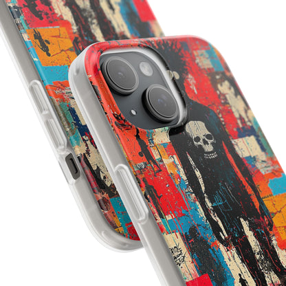 Spiky Skull Silhouette iPhone 15 Case - Soft