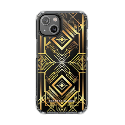 Golden Geometric Opulence iPhone 14 - Clear Impact Phone Case