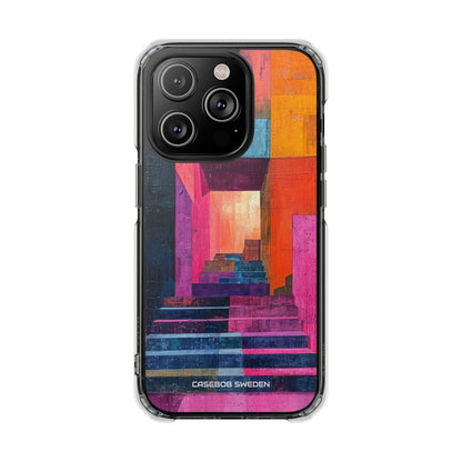 Pink Orange Geometry - Clear Impact iPhone 14 Phone Case