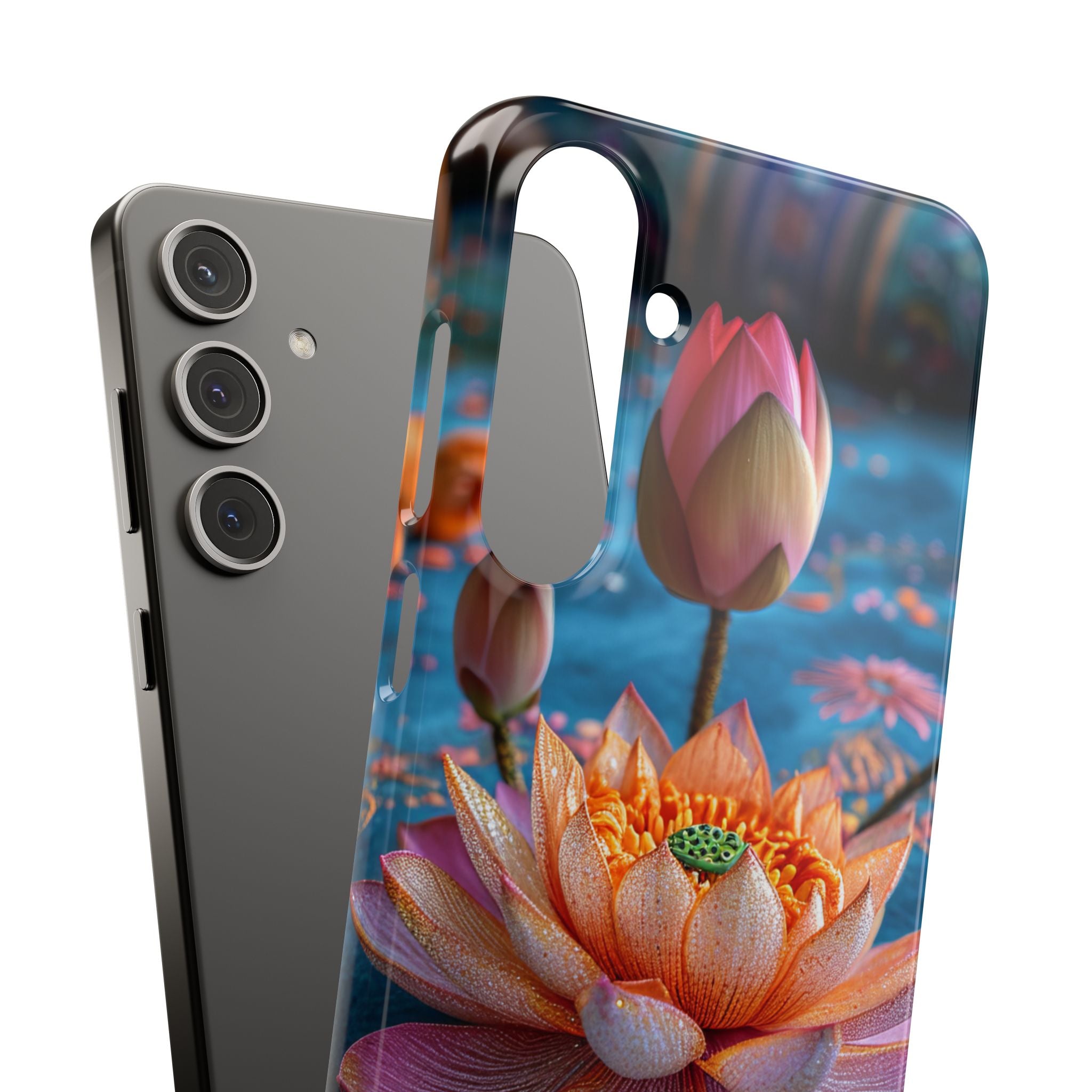 Vibrant Lotus Embroidery - Slim Samsung S24 Phone Case