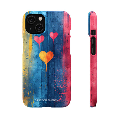 Hearts Watercolor Art - Slim iPhone 14 Phone Case