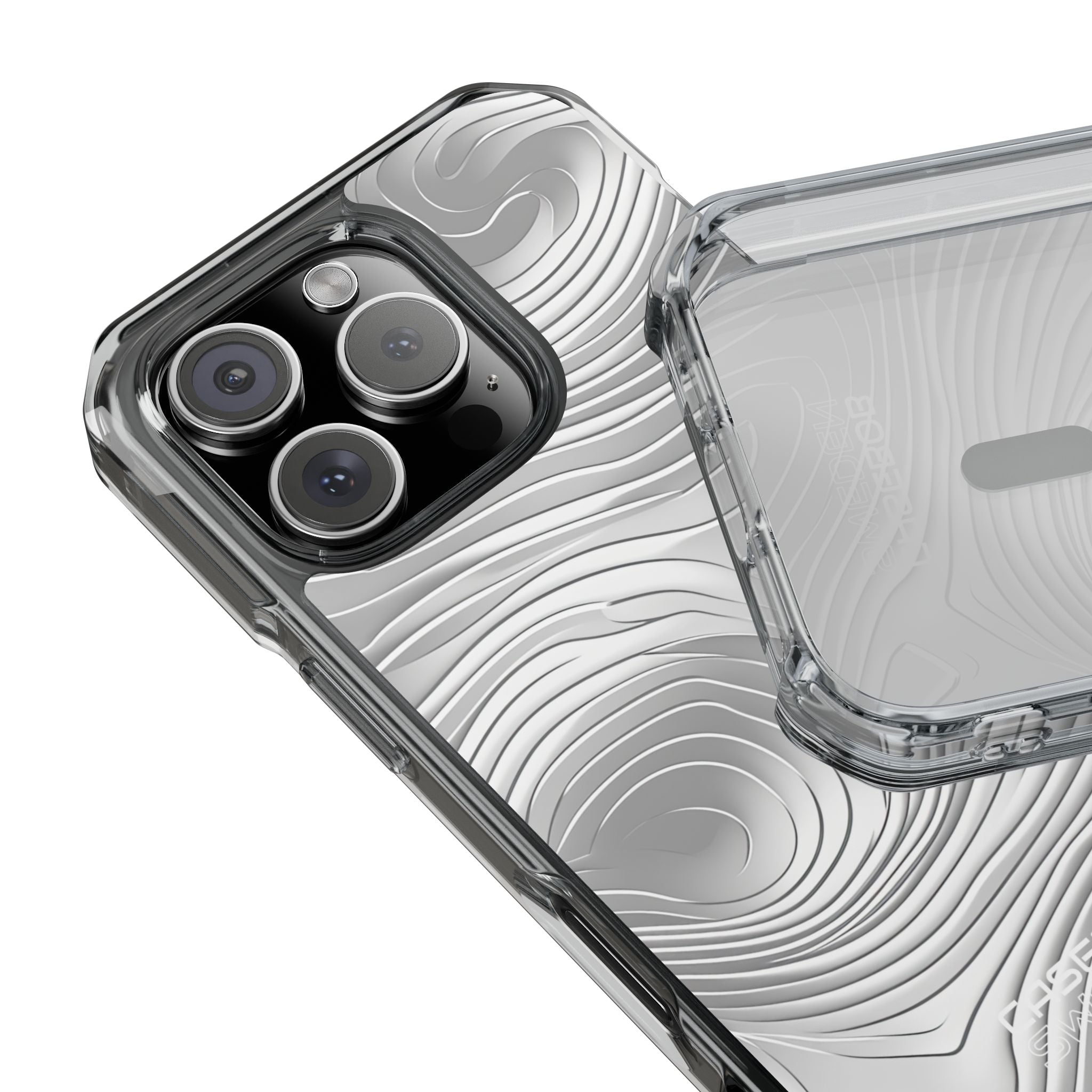 Monochrome Flow Lines iPhone 16 - Impact Clear+
