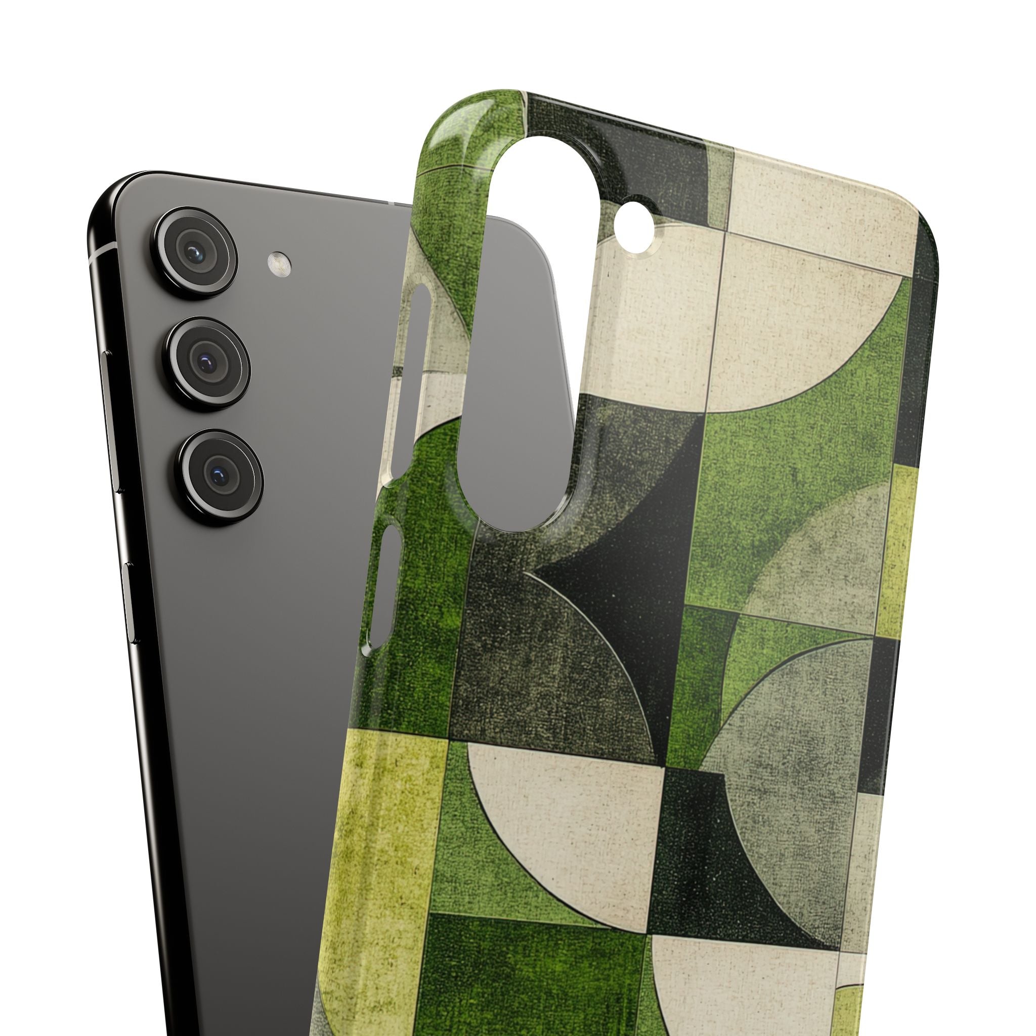 Green Geometric Harmony - Slim Samsung S23 Phone Case