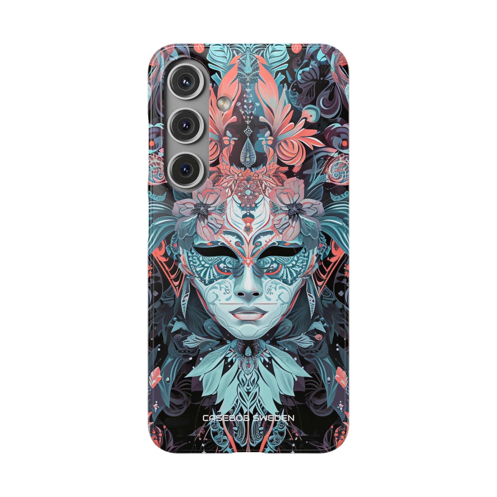 Mystic Teal Coral Mask - Slim Samsung S24 Phone Case