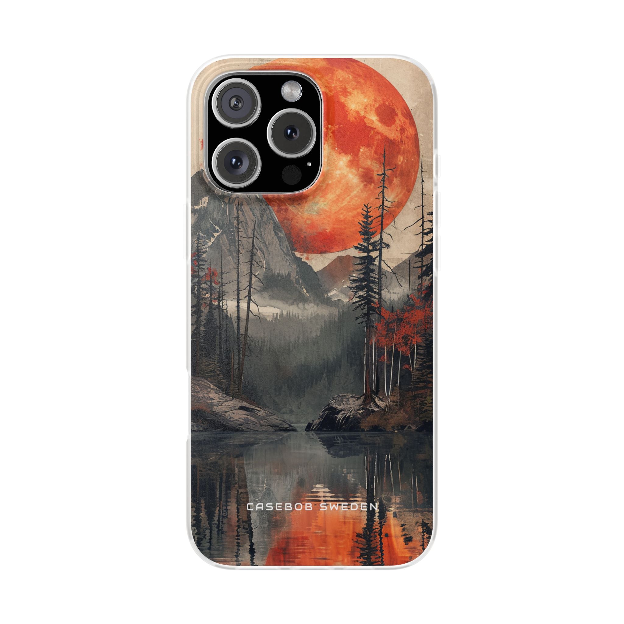 Himmlisches Leuchten über reflektierender Landschaft iPhone 16 - Flexi-Telefonhülle