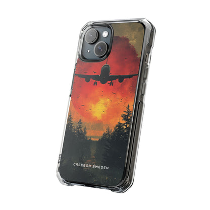 Vintage Sunset Airplane Silhouette iPhone 15 - Clear Impact Phone Case