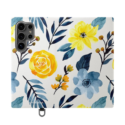 Yellow Blue Blossoms - Samsung S24 Ultra Case - Wallet