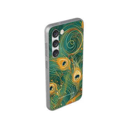 Peacock Elegance in Teal and Gold Samsung S23 - Flexi Phone Case