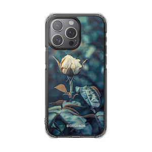 Teal Rosebud Serenade – Handyhülle für iPhone (Clear Impact – Magnetisch)