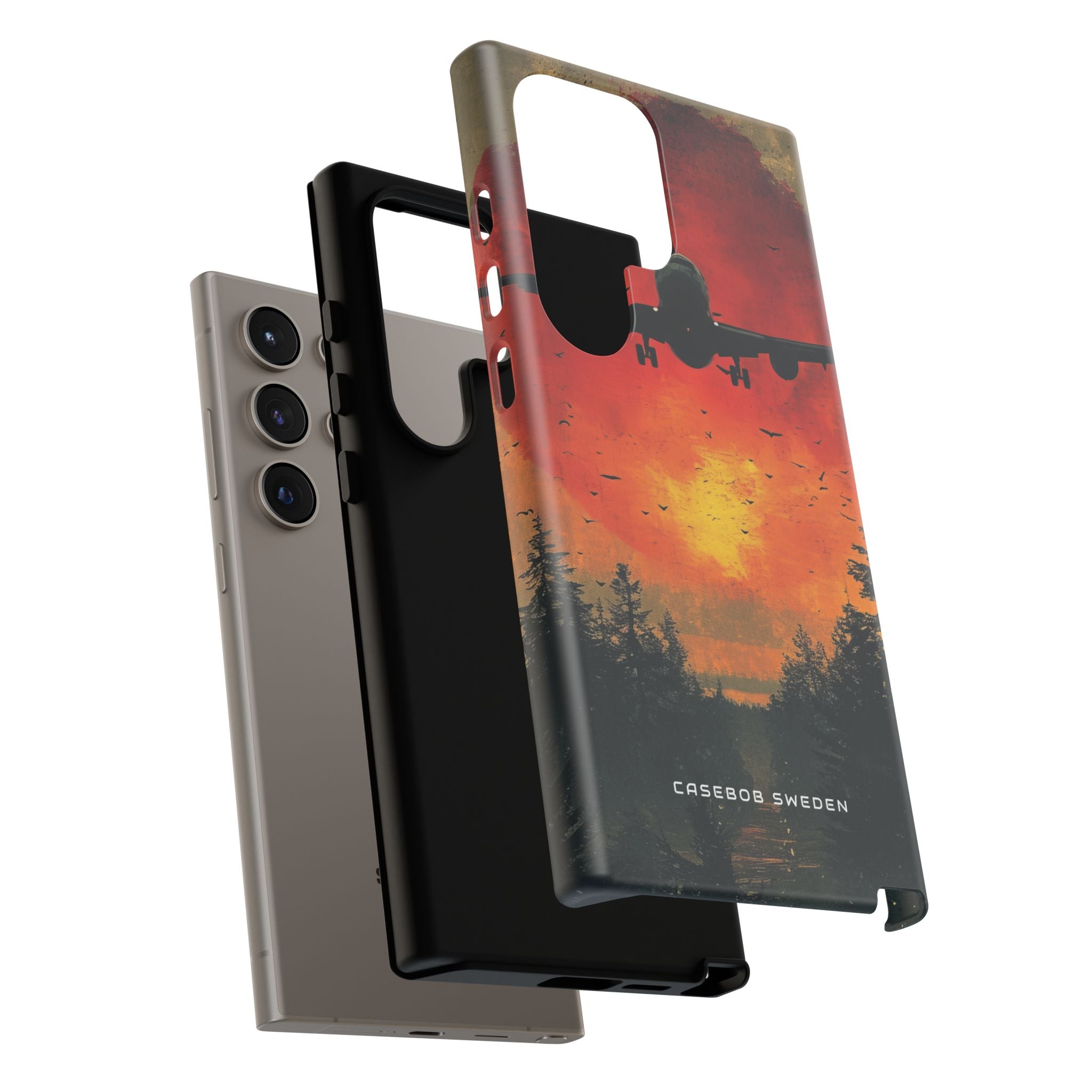 Vintage Sunset Airplane Silhouette Samsung S24 - Tough Phone Case