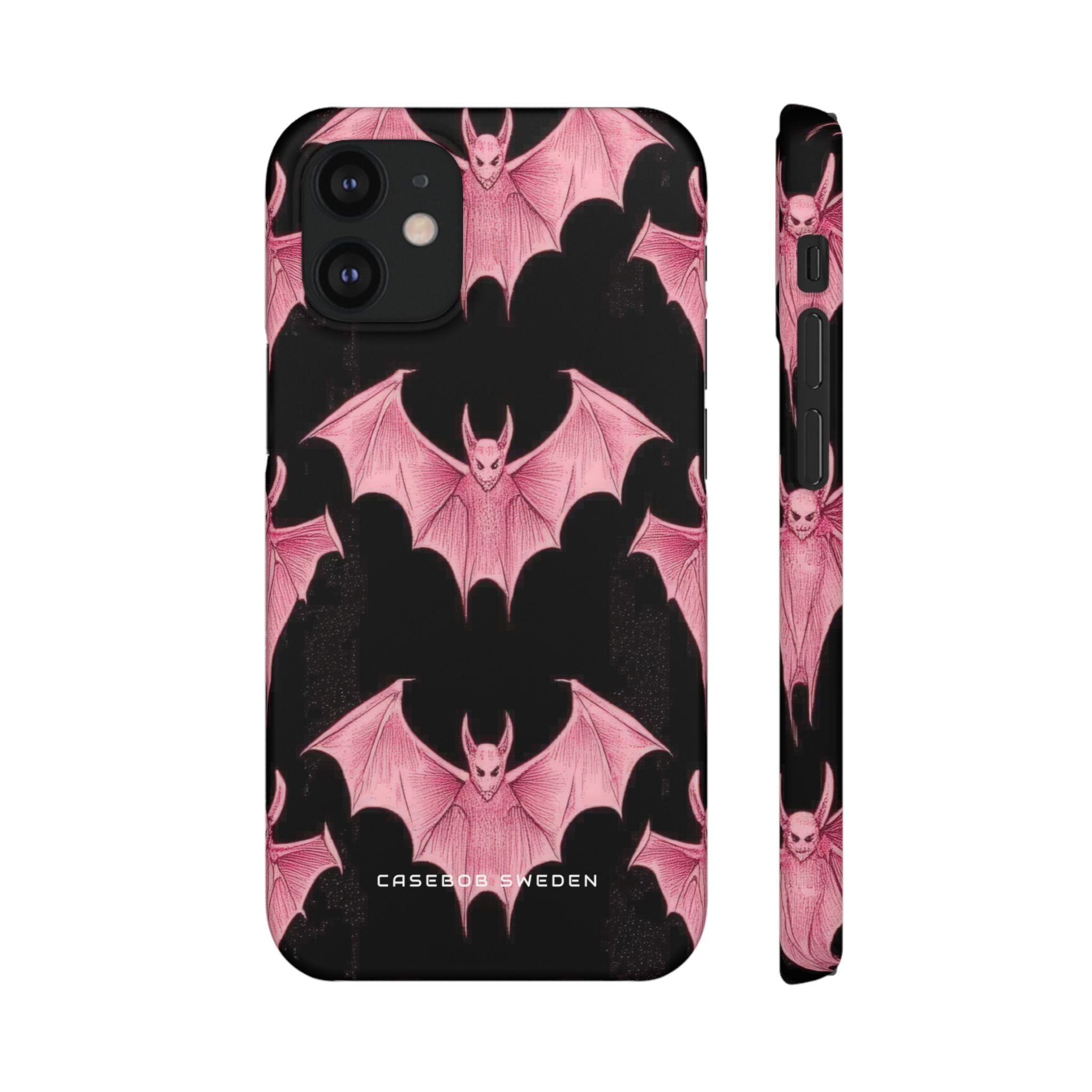 Gothic Pink Bats Aflame iPhone 12 - Slim Phone Case