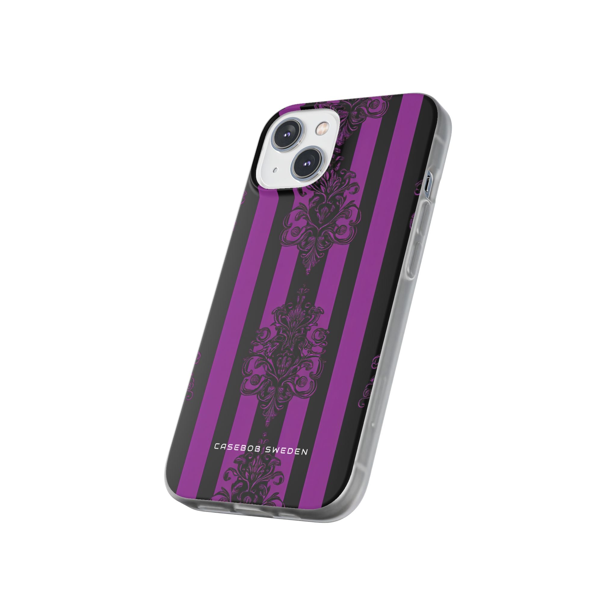 Gothic Elegance with Vertical Stripes and Ornamental Motifs iPhone 14 - Flexi Phone Case