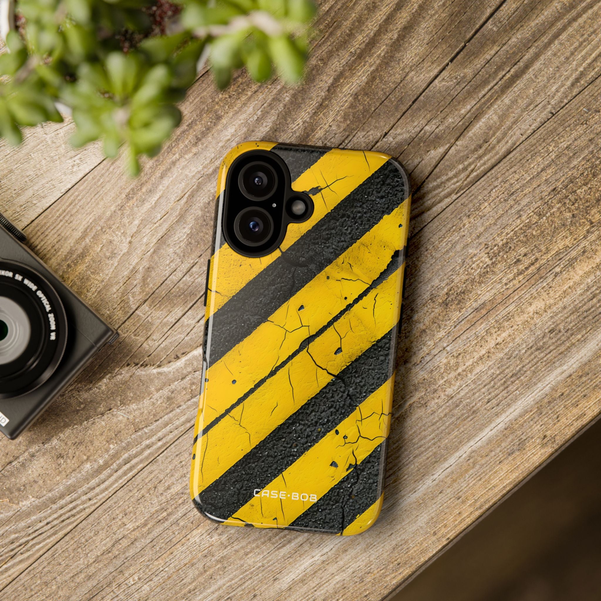 Yellow Stripe Distress iPhone 16 Pro Case - Tough