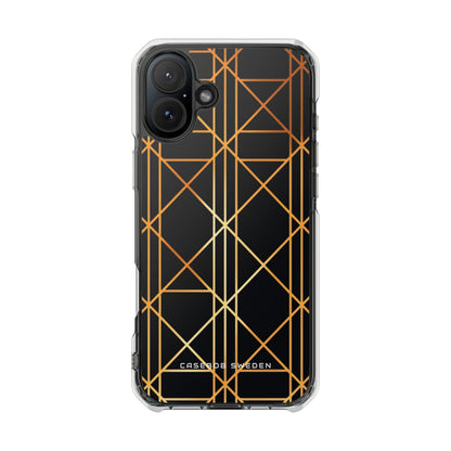 Golden Geometric Elegance iPhone 16 - Clear Impact Phone Case