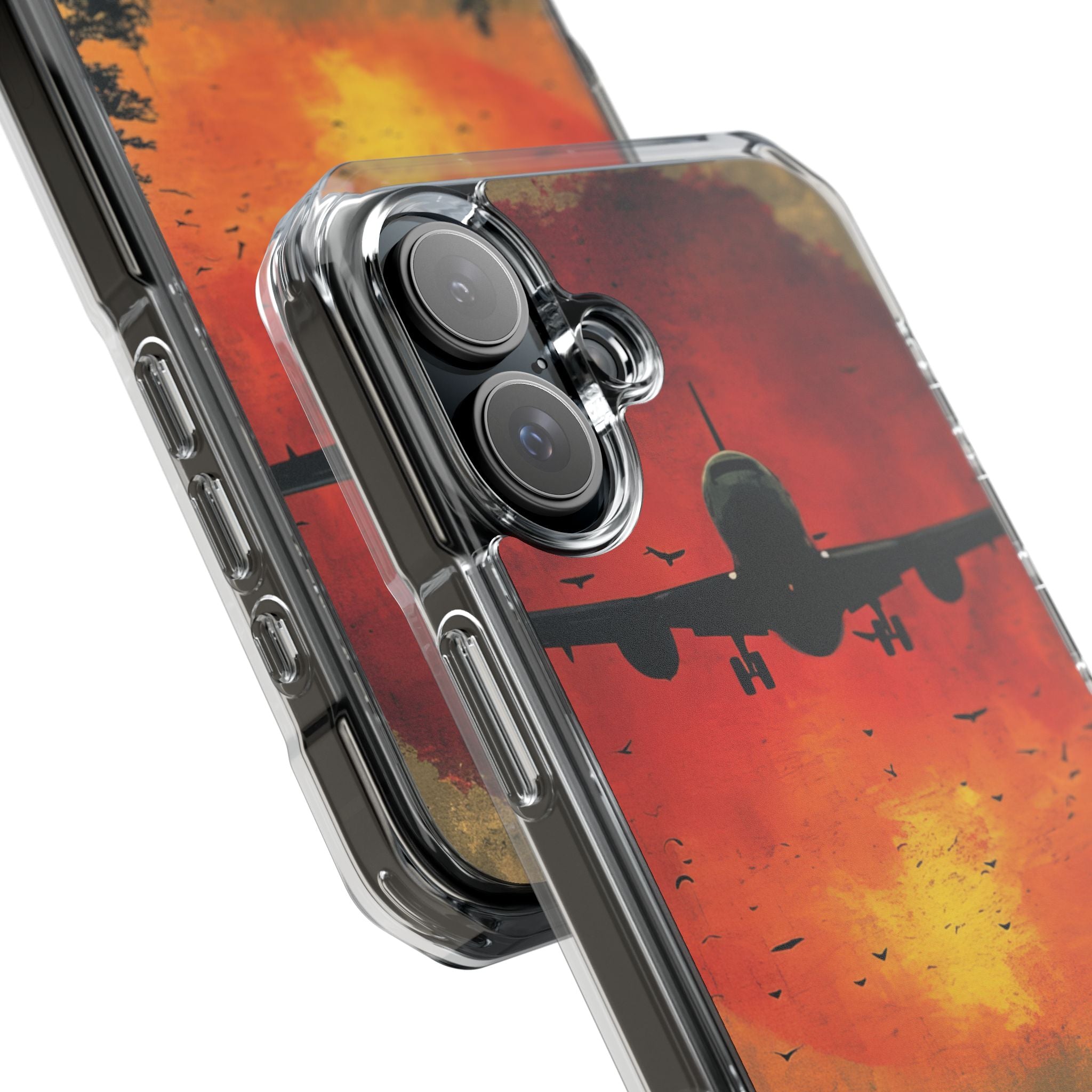 Vintage Sunset Airplane Silhouette iPhone 16 - Clear Impact Phone Case