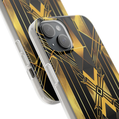 Golden Geometric Elegance iPhone 15 - Flexi Phone Case