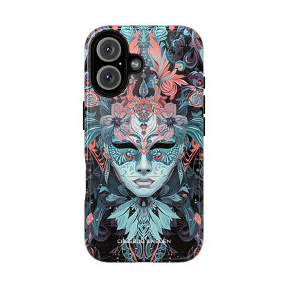 Mystic Teal Coral Mask - Tough + MagSafe® iPhone 16 Phone Case