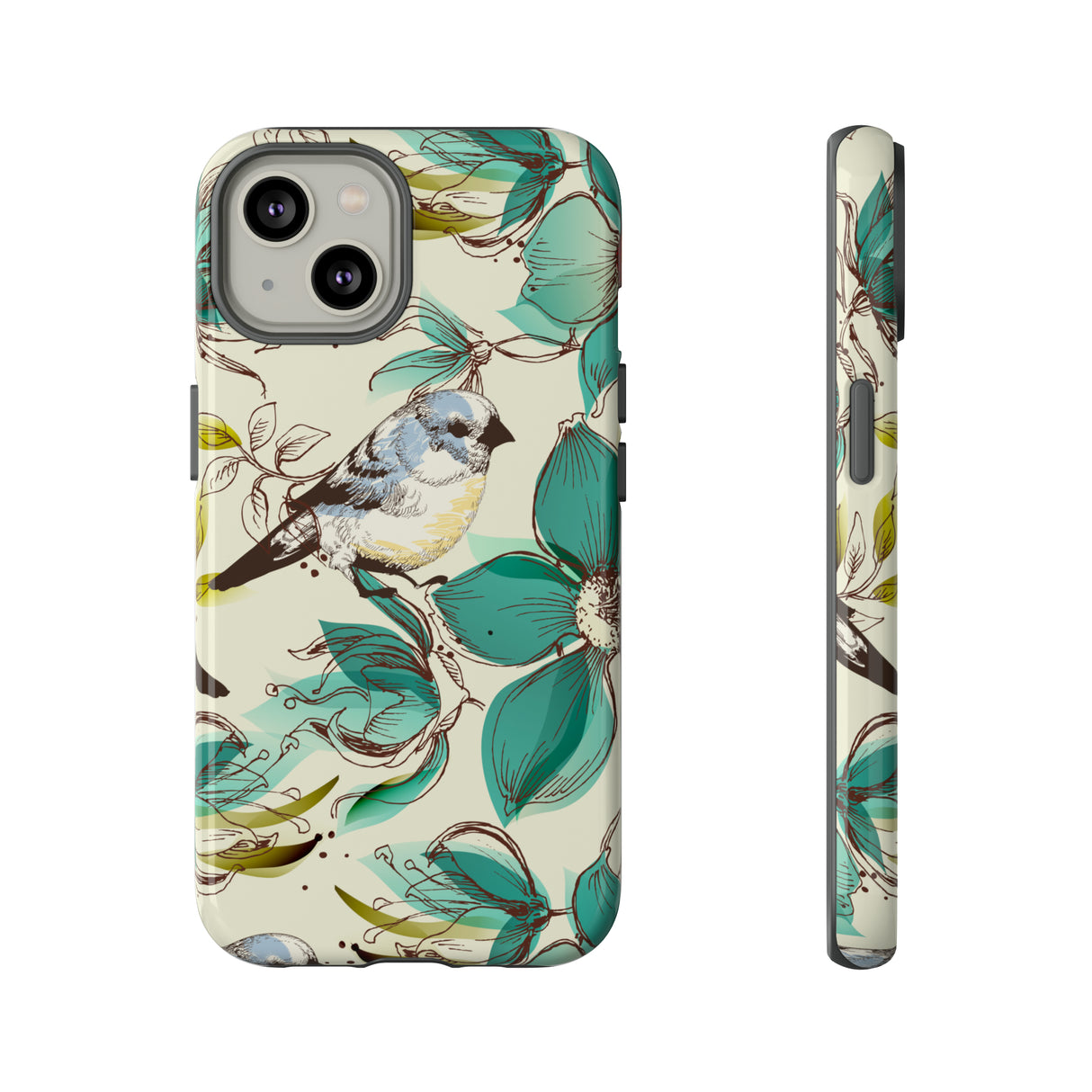 Cute Flowers and Birds iPhone case (Protective) - Protective Phone Case