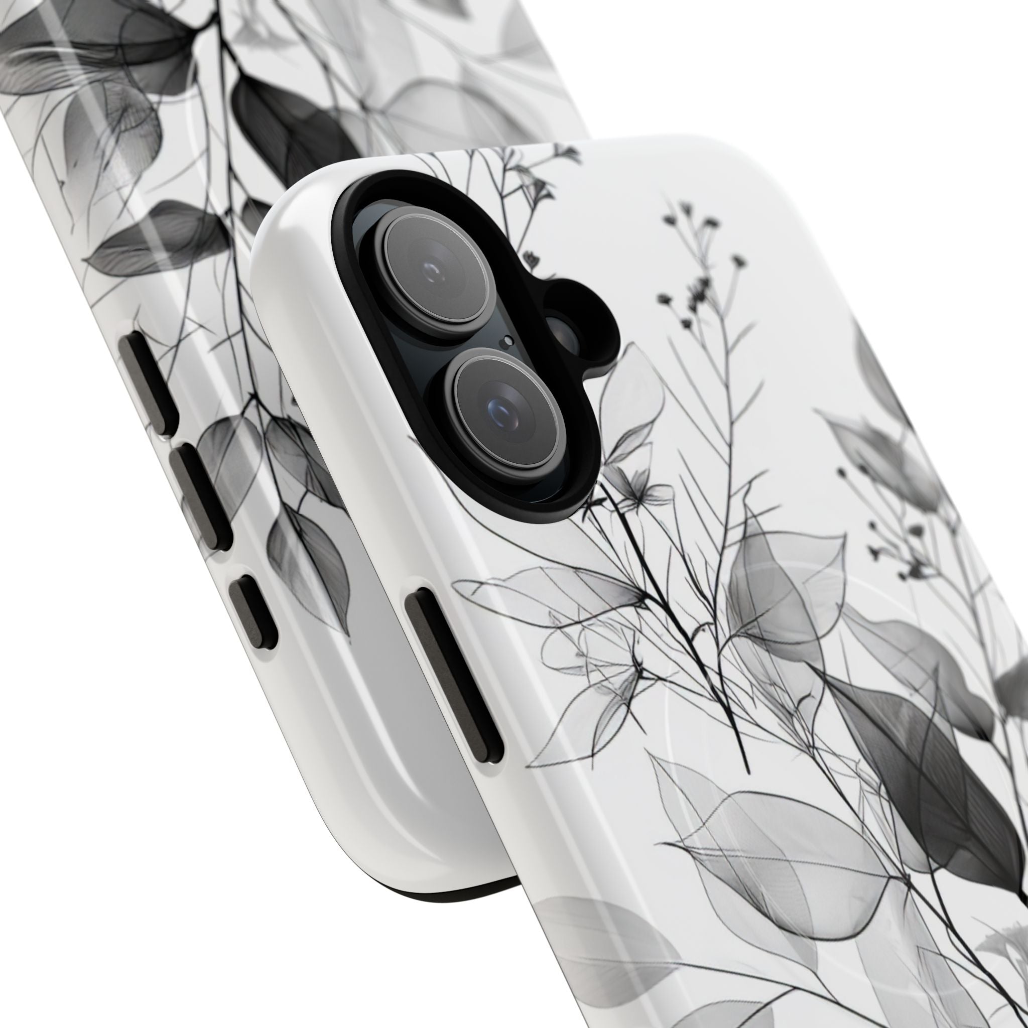 Monochrome Floral Elegance iPhone 16 | Tough+ Phone Case