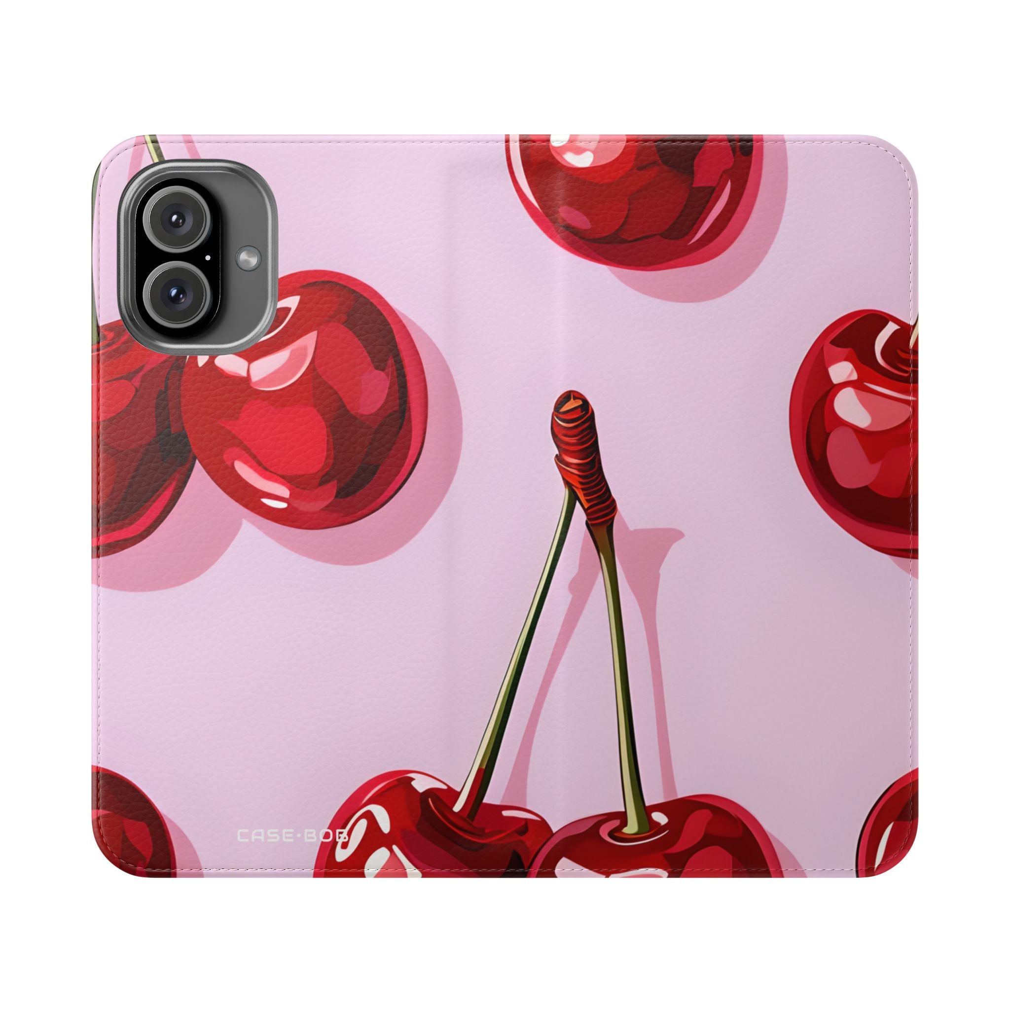 Glanzende Cherry Glow - iPhone 16 Plus Case - Portemonnee