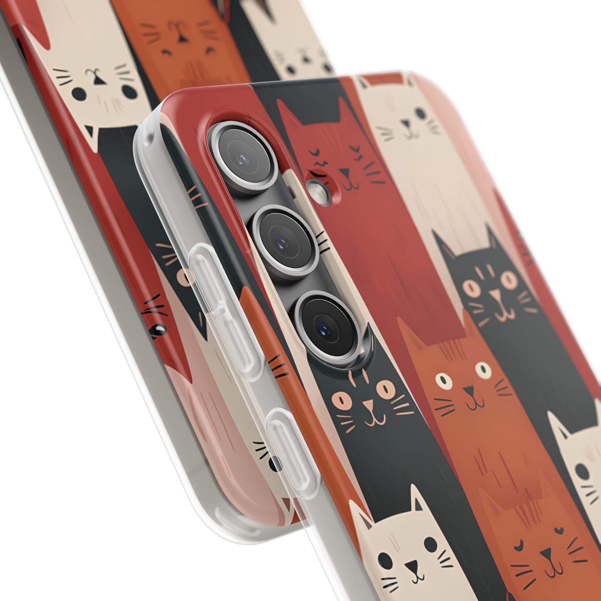 Elongated Cats Black Samsung S24 Case - Soft