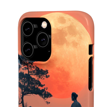 Zen Tranquility Under a Red Moon iPhone 14 - Slim Phone Case