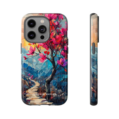 Vibrant Geometric Tree Landscape iPhone 14 - Tough Phone Case