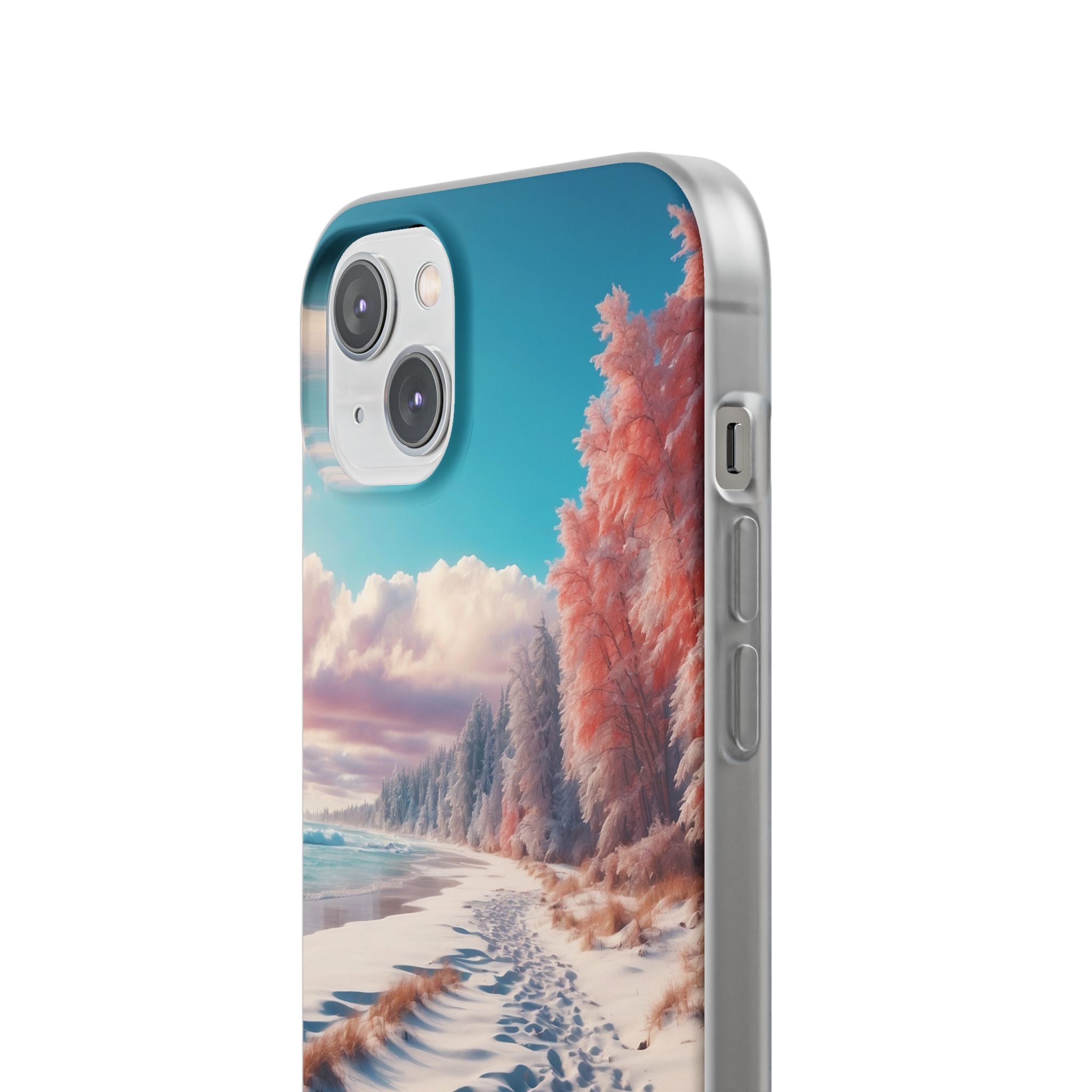 Snowy Footprints iPhone 14 Plus Case - Soft
