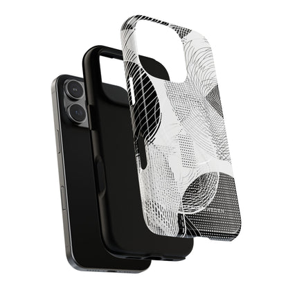 Geometric Monochrome Flow iPhone 16 | Tough+ Phone Case