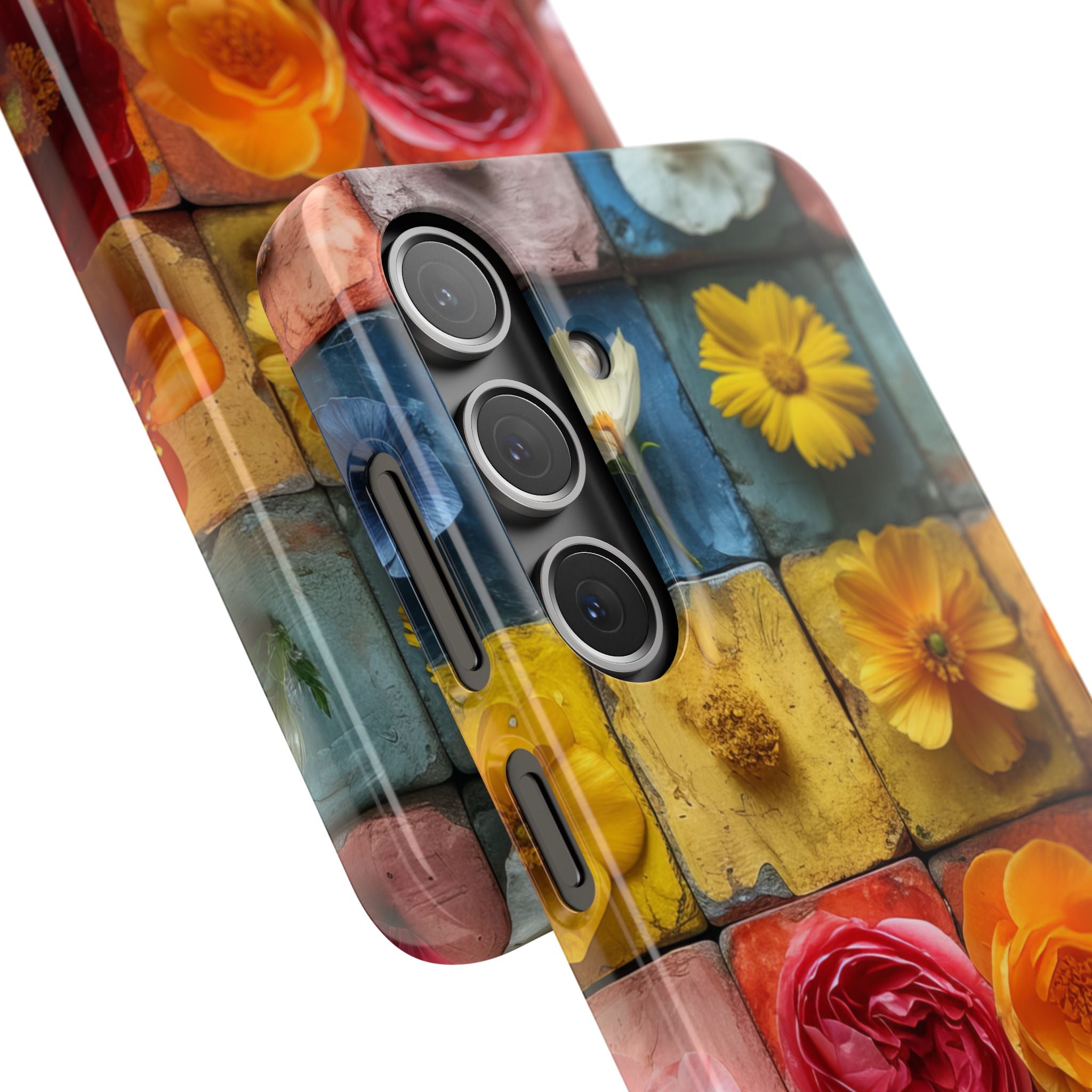 Vibrant Floral Tiles - Slim Samsung S24 Phone Case