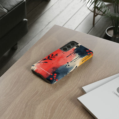 Red Blue Abstract Florals - Tough Samsung S22 Phone Case