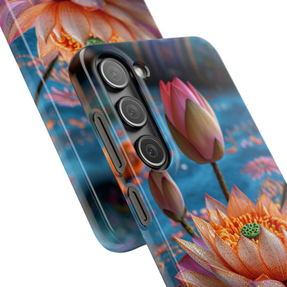 Vibrant Lotus Embroidery - Slim Samsung S23 Phone Case