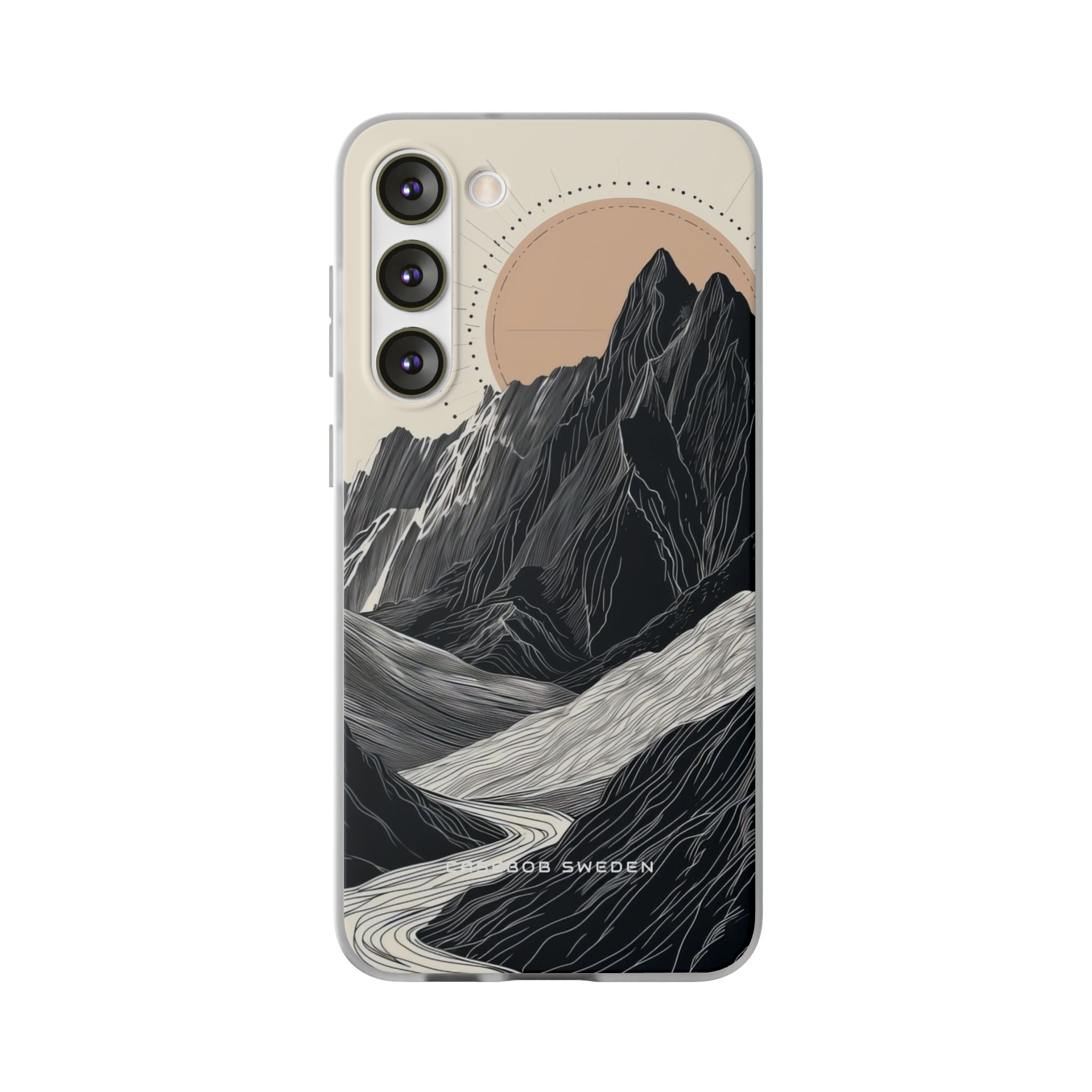 Minimalist Mountain Landscape with Flowing River Samsung S23 - Flexi Phone Case