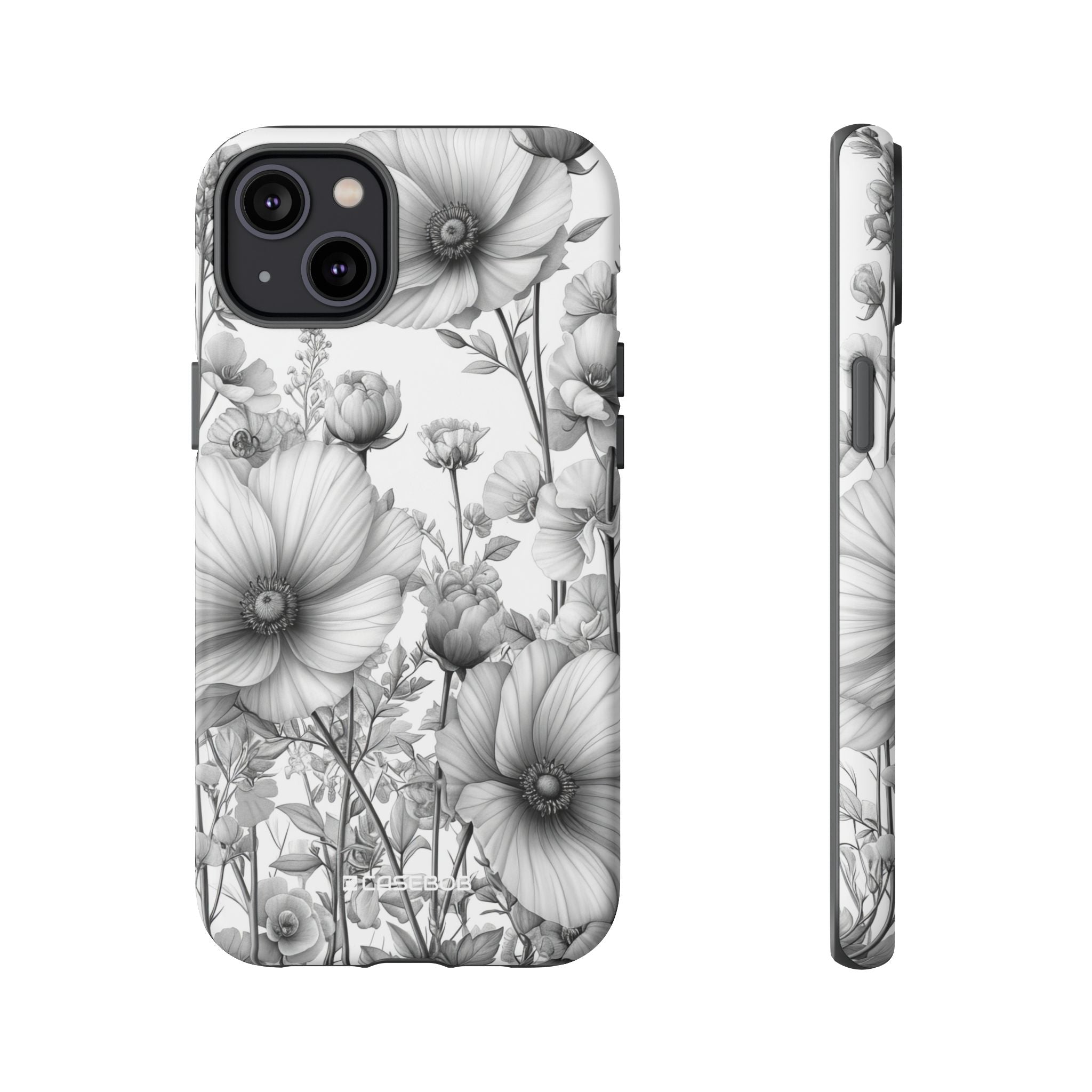 Monochrome Flora | Protective Phone Case for iPhone