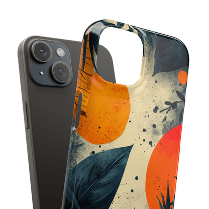 Tropical Blue Leaves - Slim iPhone 15 Phone Case