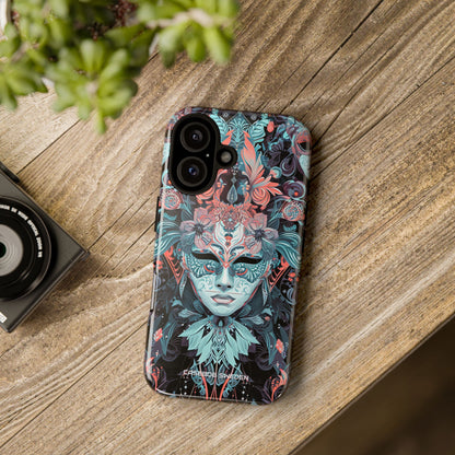 Mystic Teal Coral Mask - Tough iPhone 16 Phone Case