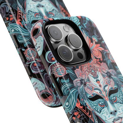 Mystic Teal Coral Mask - Tough + MagSafe® iPhone 16 Phone Case