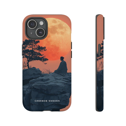 Zen Tranquility Under a Red Moon iPhone 15 - Tough Phone Case