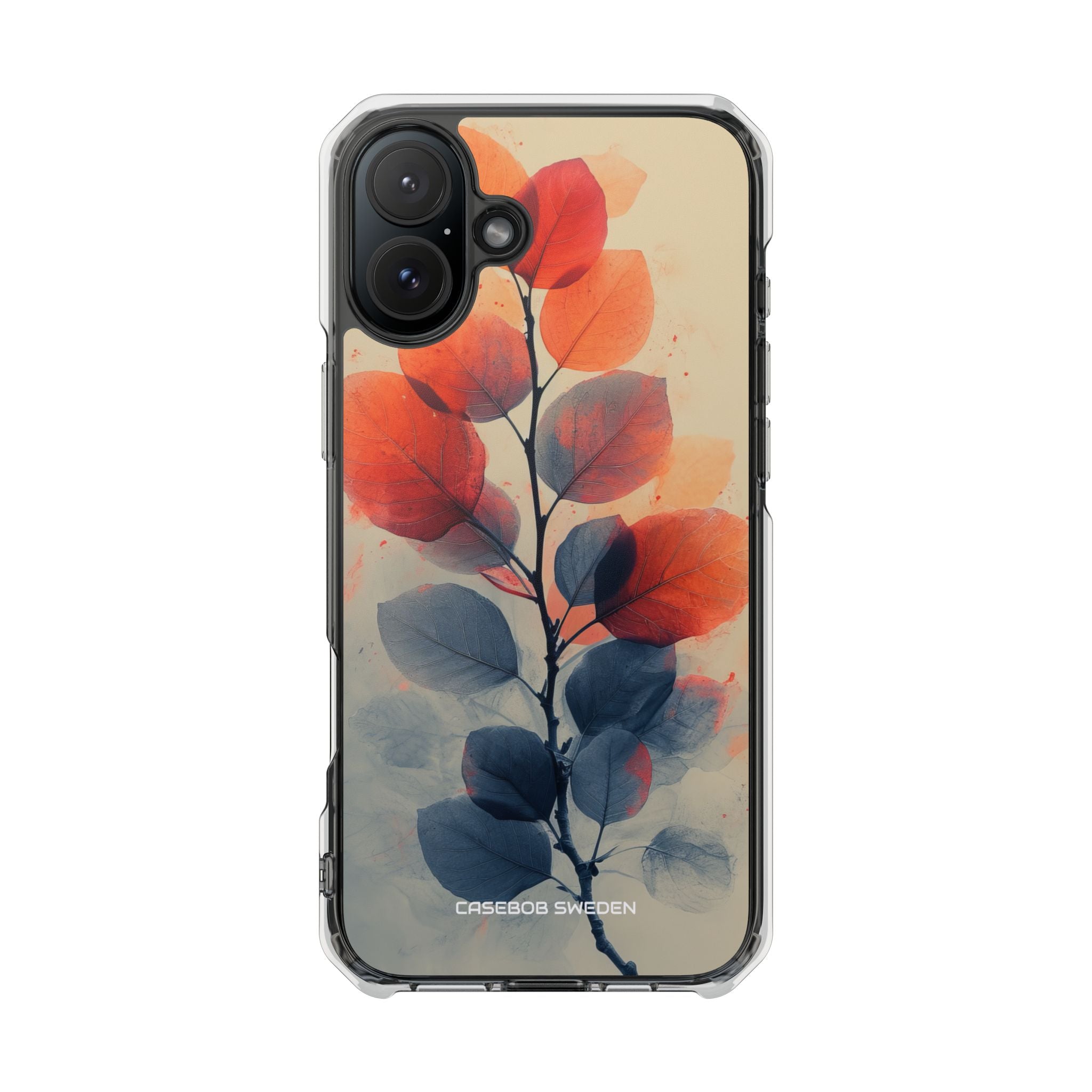 Orange Gray Leaves - Clear Impact iPhone 16 Phone Case