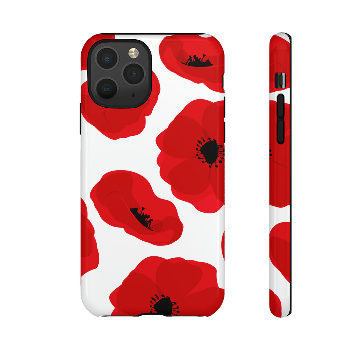 Red poppies on white iPhone case (Protective) - Protective Phone Case