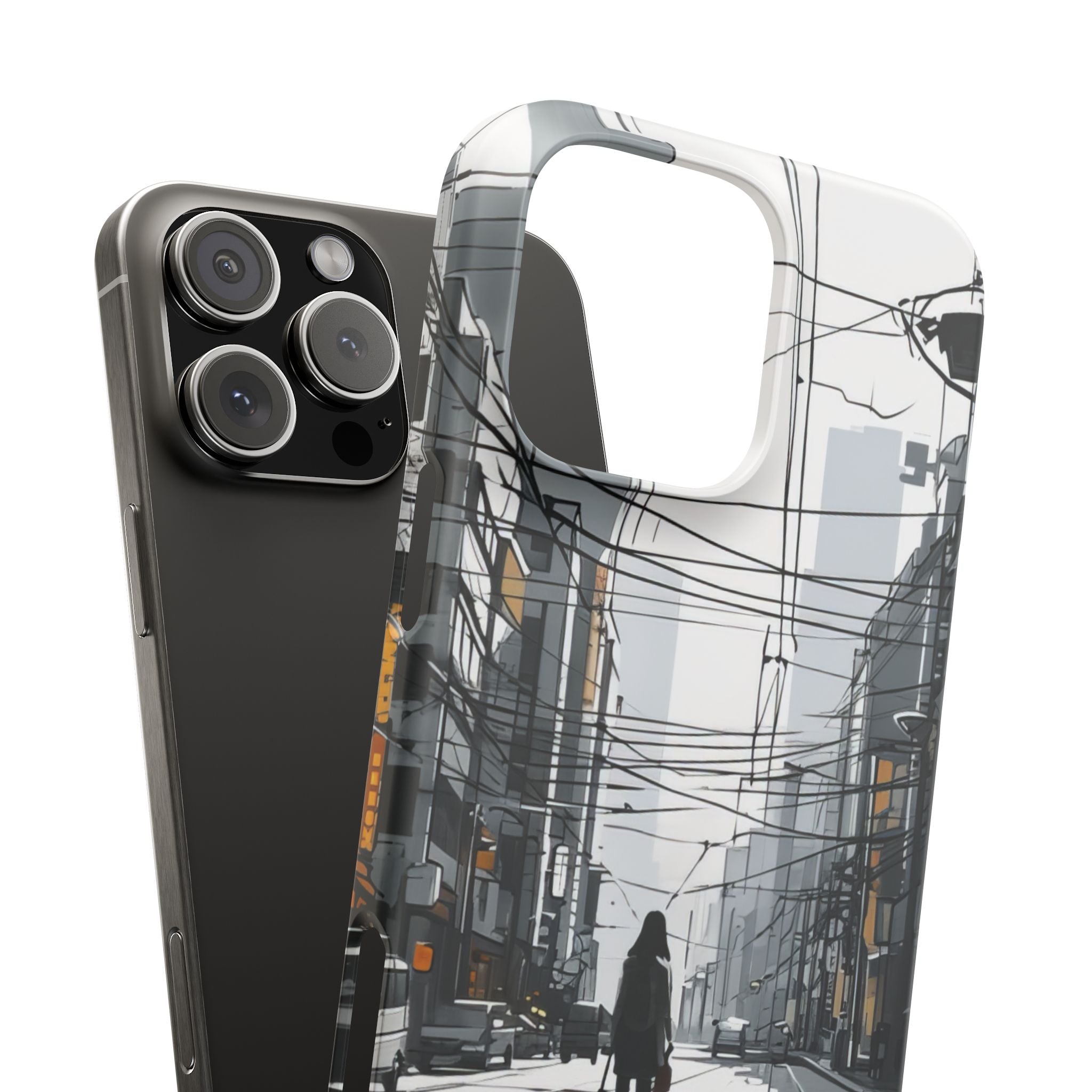 Urban Noir Streetscape iPhone 16 - Slim Phone Case