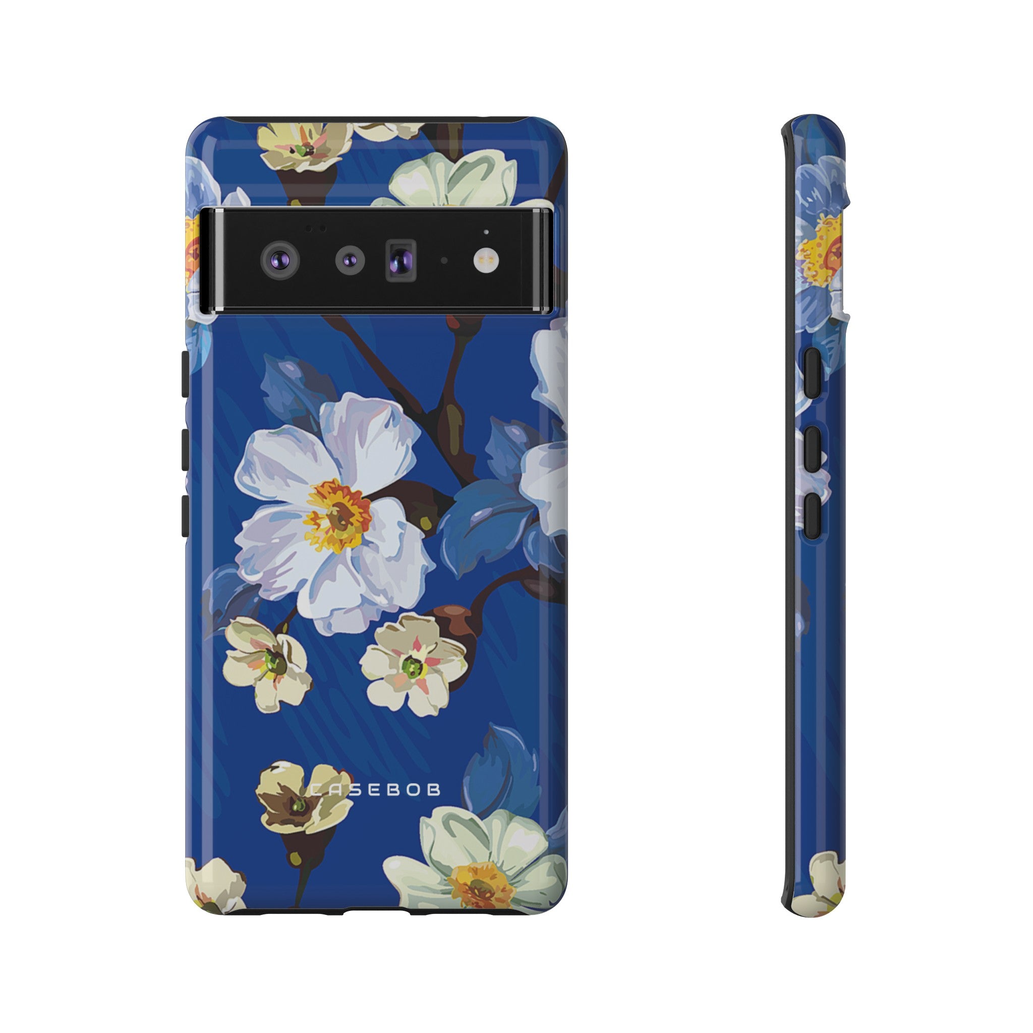 Elegant Flower on Blue iPhone Case | Tough