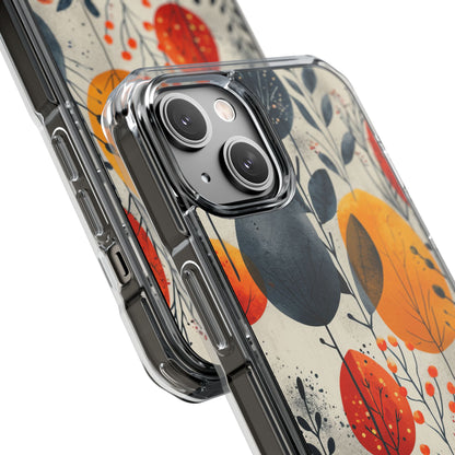 Modern Autumn Leaf Pattern - Clear Impact iPhone 14 Phone Case