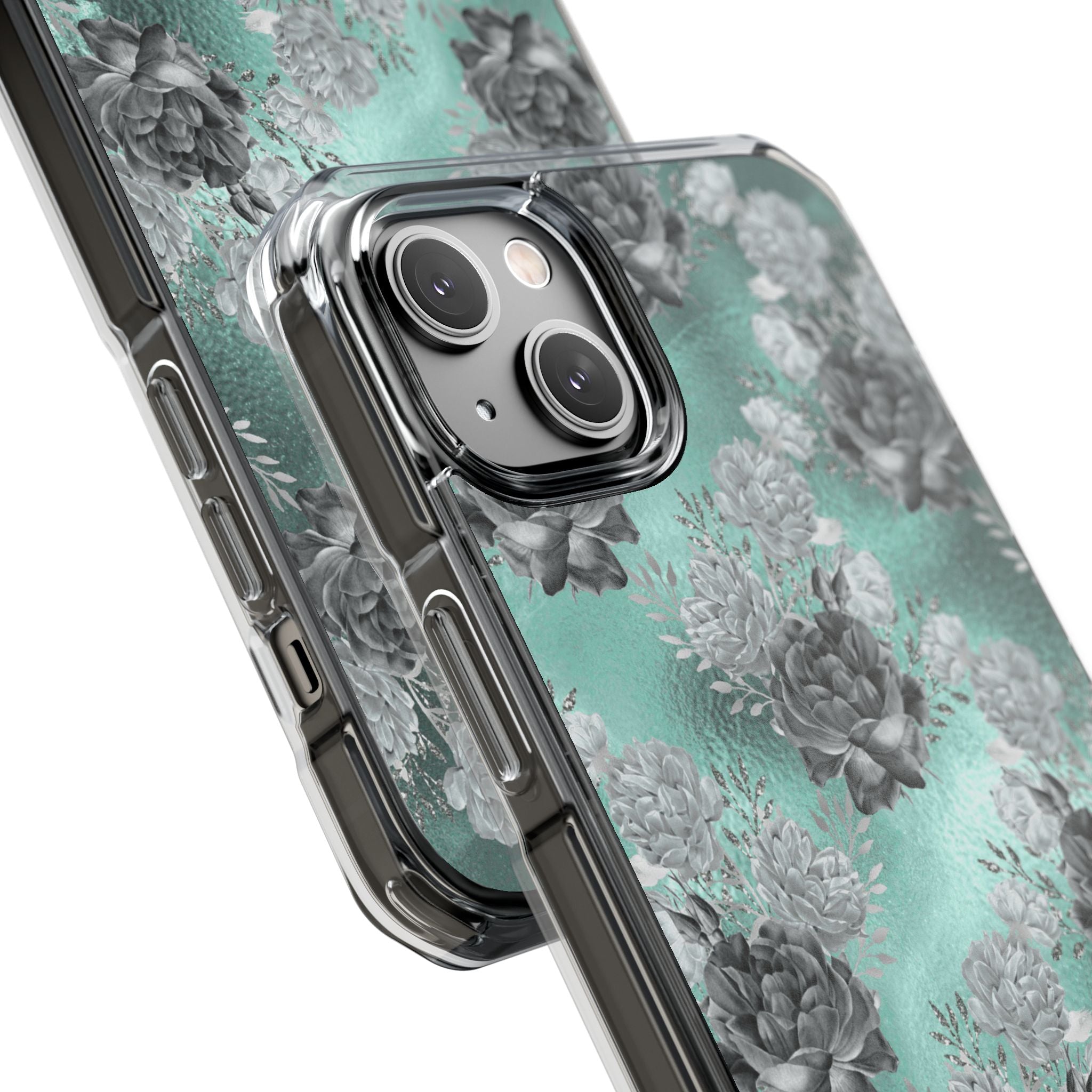 Teal Floral Elegance iPhone Case - Impact
