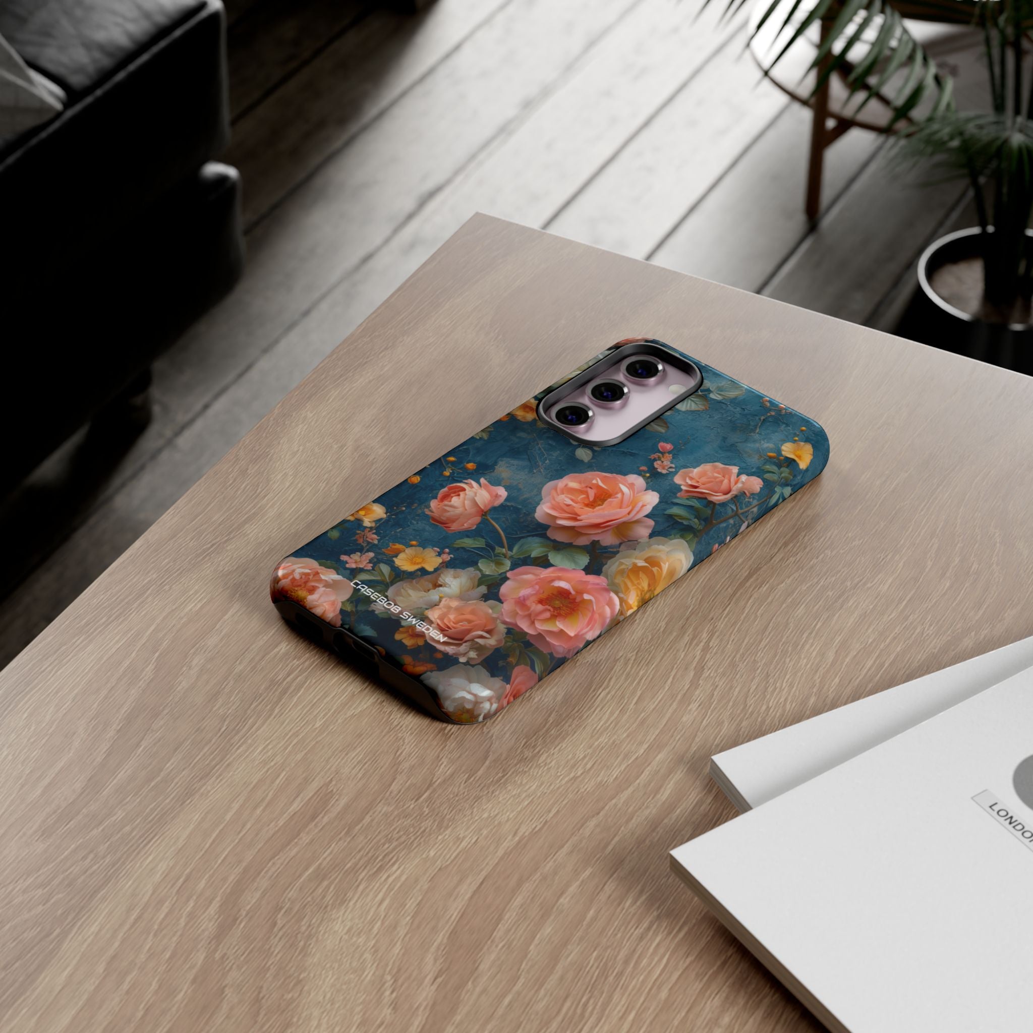 Blue Floral Elegance - Tough Samsung S23 Phone Case