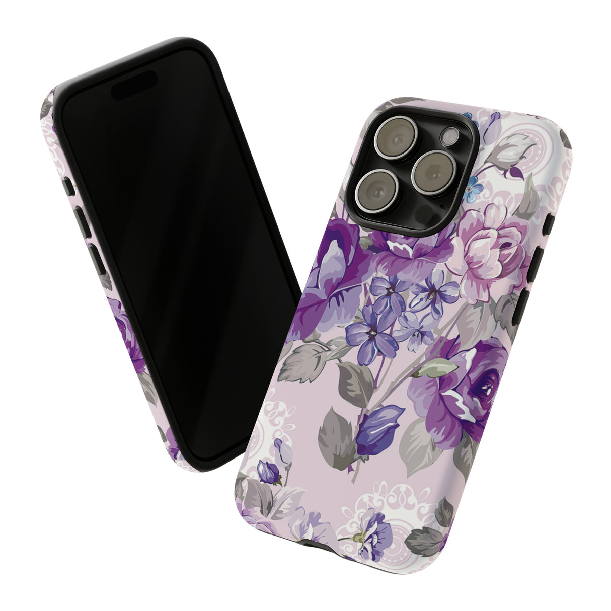 Beautiful vintage purple flower iPhone case - Protective Phone Case