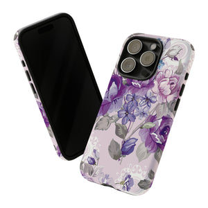 Beautiful vintage purple flower iPhone case (Protective) - Protective Phone Case