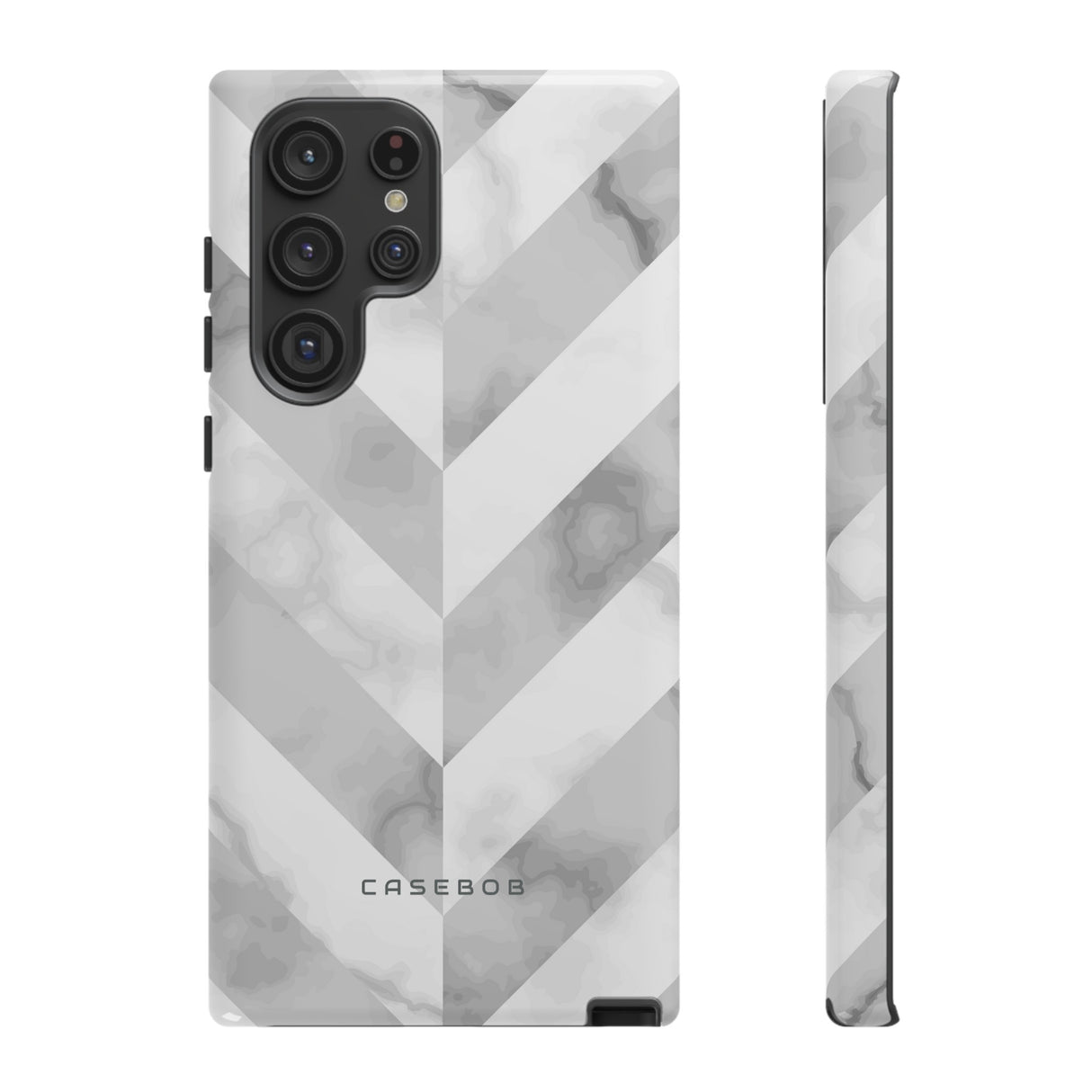 White Herringbone - Protective Phone Case