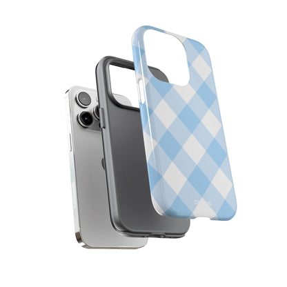 Soft Blue Gingham Elegance - iPhone Case